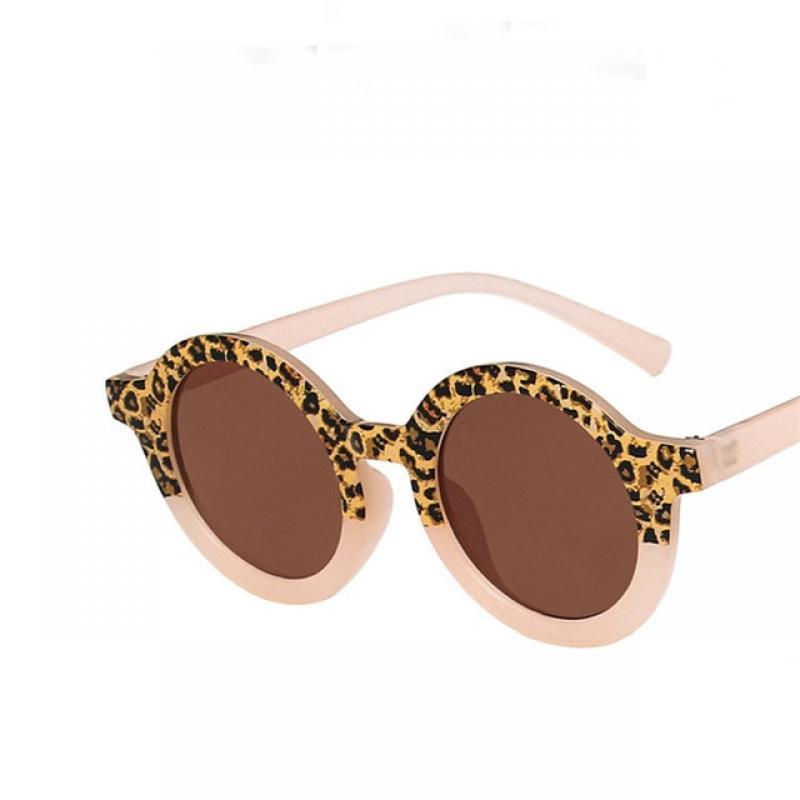 Children Boy Girl Cute Leopard Double Color Cartoon Bear Shape Round Sunglasses Kids Vintage Sunglasses UV400 Protection Classic