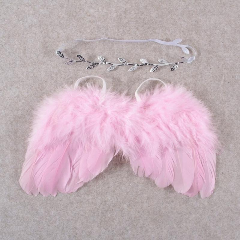 Chic Baby Girls Angel Feather Wings Leaves Headband Set Hair Bands Accessories for Newborn Photography Props Birthday Gifts