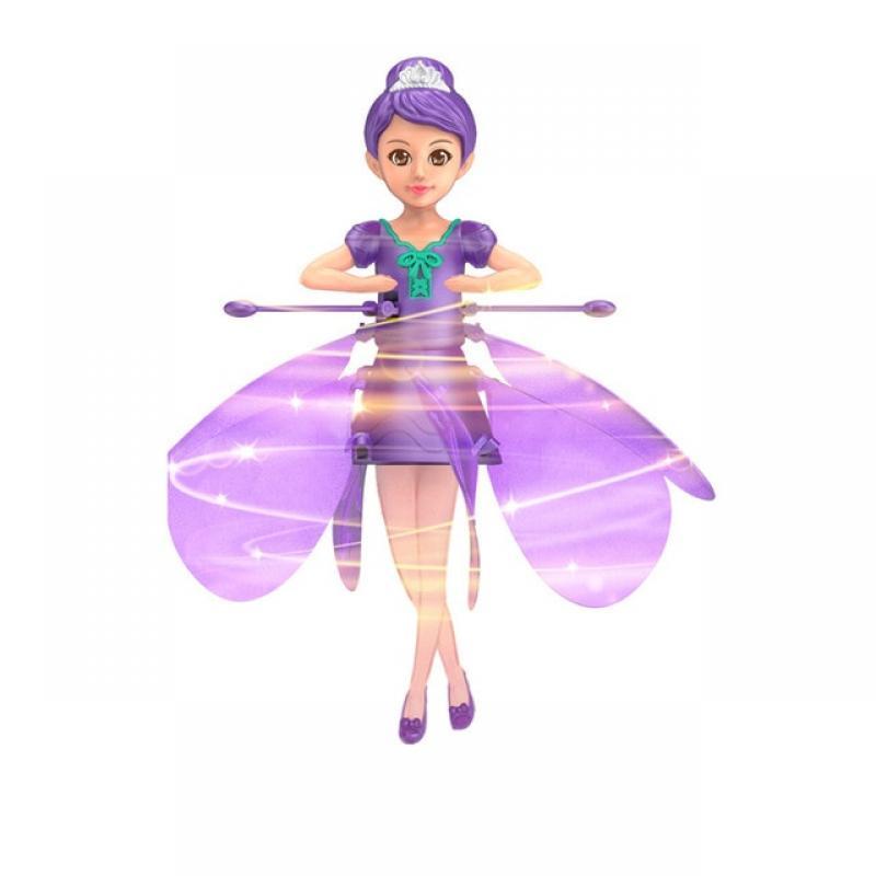 Flower Fairy Princess Doll Drone Induction Flight Toys Kids Infrared Suspension Toy Aircraft Light flying fairy Children's Toy