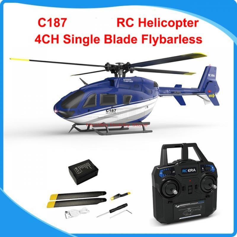 RC ERA C187 2.4G 4CH Single Blade EC-135 Scale 6-Axis Gyro Electric Flybarless RC Remote Control Helicopter RTF VS c186