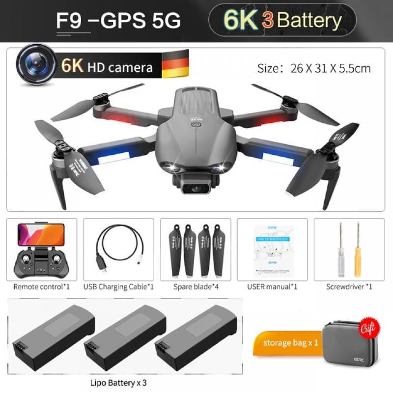 New F9 GPS Mini Drone 6K Dual HD Camera 5G Professional Aerial Photography RC Helicopter Brushless Motor Foldable Quadcopter Toy