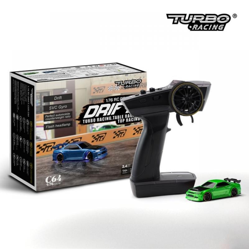 Turbo Racing 1:76 C64 Drift RC Car With Gyro Radio Full Proportional Remote Control Toys RTR Kit  For Kids and Adults