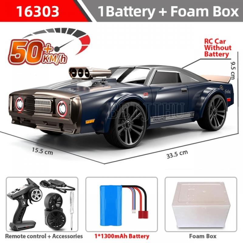 SYC 16303 1:16 50KM/H RC Car With LED 4WD Electric Remote Control Muscle Cars High Speed Drift Racing Toys for Children Gifts