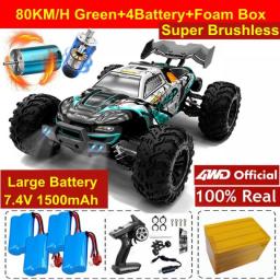 4WD 1:16 RC Car With Led Lights 80KM/H Brushless Electric High Speed Car 4x4 Off Road Drift Remote Control Toys For Children
