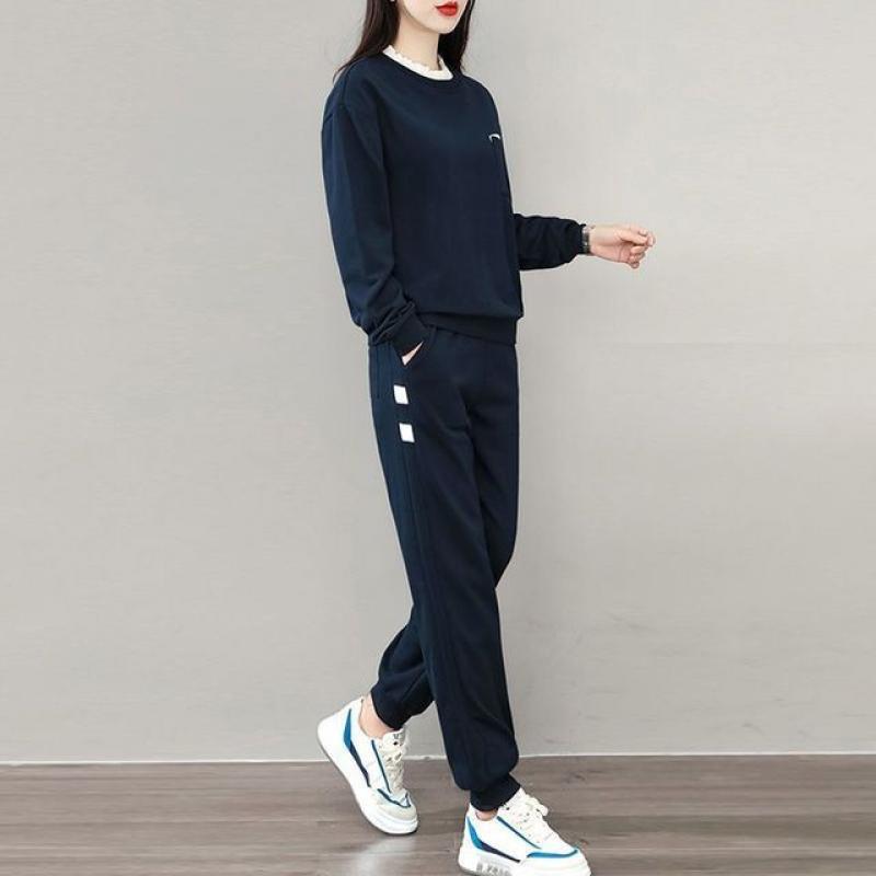 Fashion Casual Women's Suit Spring and Autumn 2022 New Korean Version Fake Two-piece Top+casual Loose Sportswear Two-piece Set