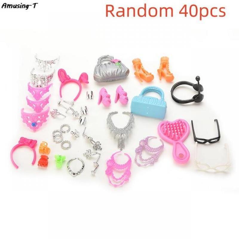 Random 32PCS universal Clothes Set Clothes And Accessories For Barbie Dolls Fashion Clothes Party Gown for Girl's Gift（no dolls）