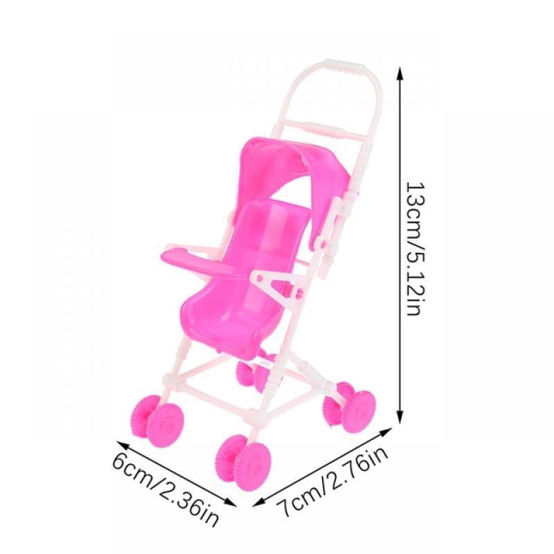 1PC 12cm Pink Trolley Baby Stroller Mini Furniture 1/12 Doll Accessories for Doll DIY Toys
