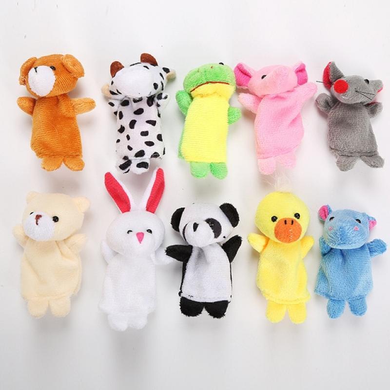 2023new  Plush Toy Finger Puppets Tell Story Props 10pcs Animals or 6pcs Family Doll Kids Toys Children Gift