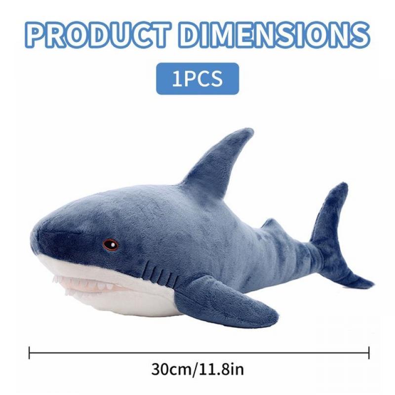 30cm Blue Shark Stuffed Plush Doll Soft Cute Cartoon Animal Reading Pillow Cushion Ocean Decoration Toy Children Birthday Gifts