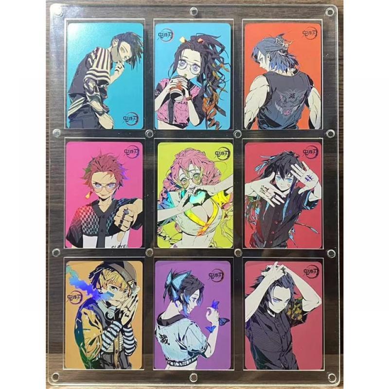 9Pcs/set Demon Slayer Color Flash Card Kamado Tanjirou Nezuko Agatsuma Zenitsu Diy Collection Cards Classic Anime Game Gift Toys