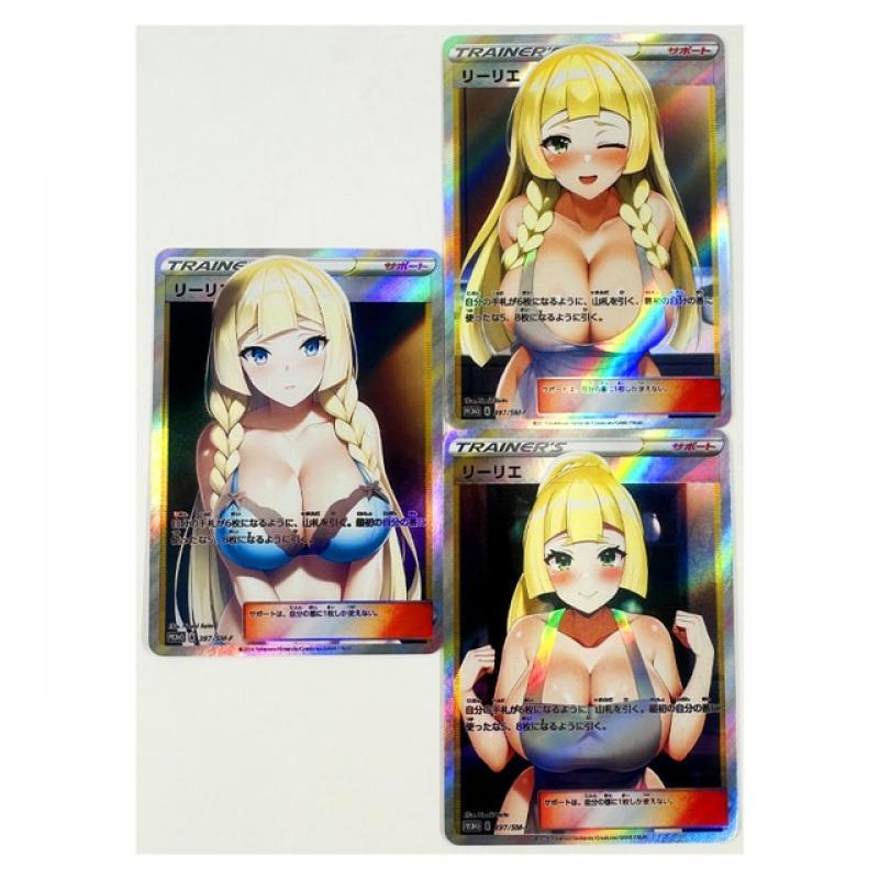3pcs/set Trainer Lillie Kitchen Maid ACG Sexy Swimwear Toys Hobbies Hobby Collectibles Game Collection Anime Cards