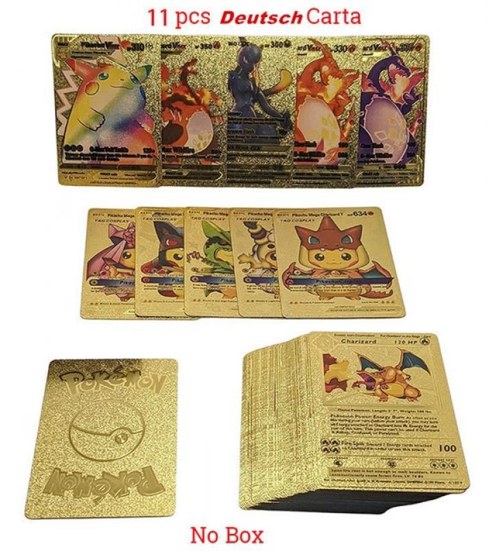 2023 10pcs Pokemon Cards Metal Gold Vmax GX Energy Card Charizard Pikachu Rare Collection Battle Trainer Card Child Toys Gifts