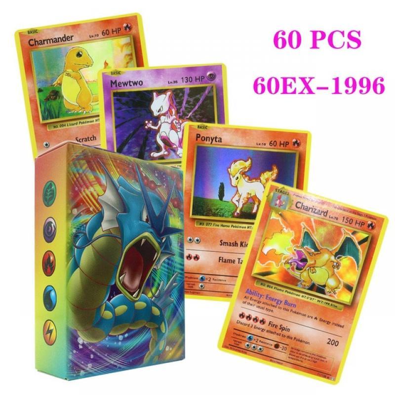 60pcs 1996 GenerationⅠPokemon English Cards Box Vmax Charizard Pikachu Hobby Rare Classic Collection Battle Game Cards Toy Gifts