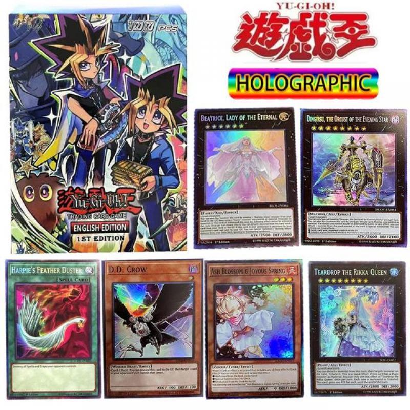 100PCS English No Repeat Holographic Yugioh Card YU GI OH YU-GI-OH Master Duel Competitive Deck Trading Game Shiny Collection