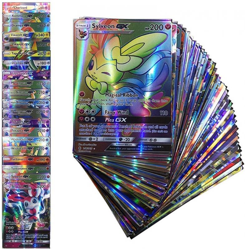 20 Pcs No Repeat Pokemons GX Card Shining TAKARA TOMY Cards Game TAG TEAM Battle Carte Trading Children Toys