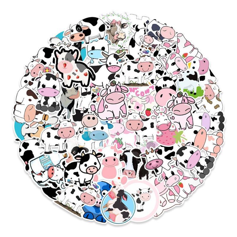 10/30/50PCS Cartoon Cute Cow Personality Creative Sticker Water Cup Refrigerator Computer Suitcase Notebook Waterproof Wholesale