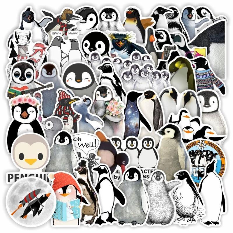 50Pcs/pack Cute Penguin Kawaii Stationery Sticker Set Cartoon Animals Decorative Adhesive Label for For Diary Scrapbook Planner