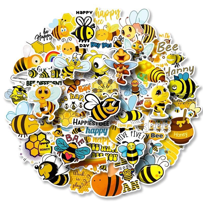 10/30/50Pcs Cartoon Animal Little Bee Sticker Diary Album Decor Laptop Phone Bike Guitar Graffiti Sticker Decals Kids Toys