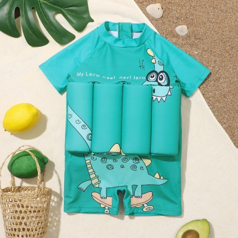 Summer Children's Short-sleeved Buoyancy Suit Floating Swimsuit One-piece Swimsuit Swimming Cartoon Adjustable Buoyancy Swimsuit