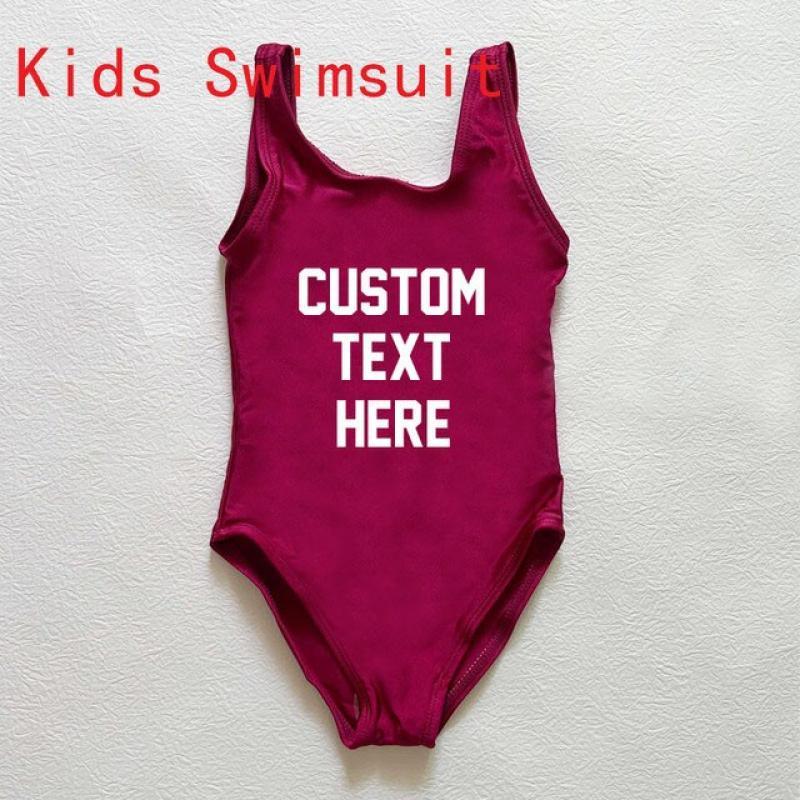 CUSTOM TEXT One Piece Swimsuit mother kids Swimwear parent-child Bikini Bathing Suit Cute Baby Beachwear Summer Swimming Suit