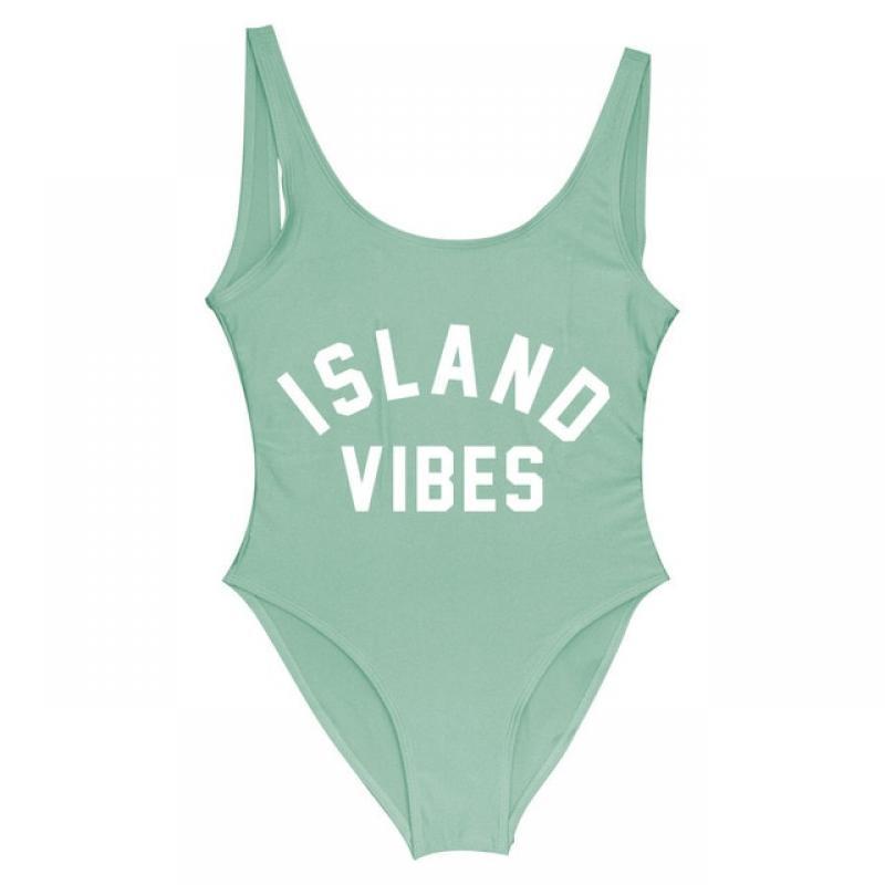 New Kid One-piece Swimsuit Parent-Child Swimwear Kids ISLAND VIBES Printed Swimsuit Girls' One Piece Swimsuits Children