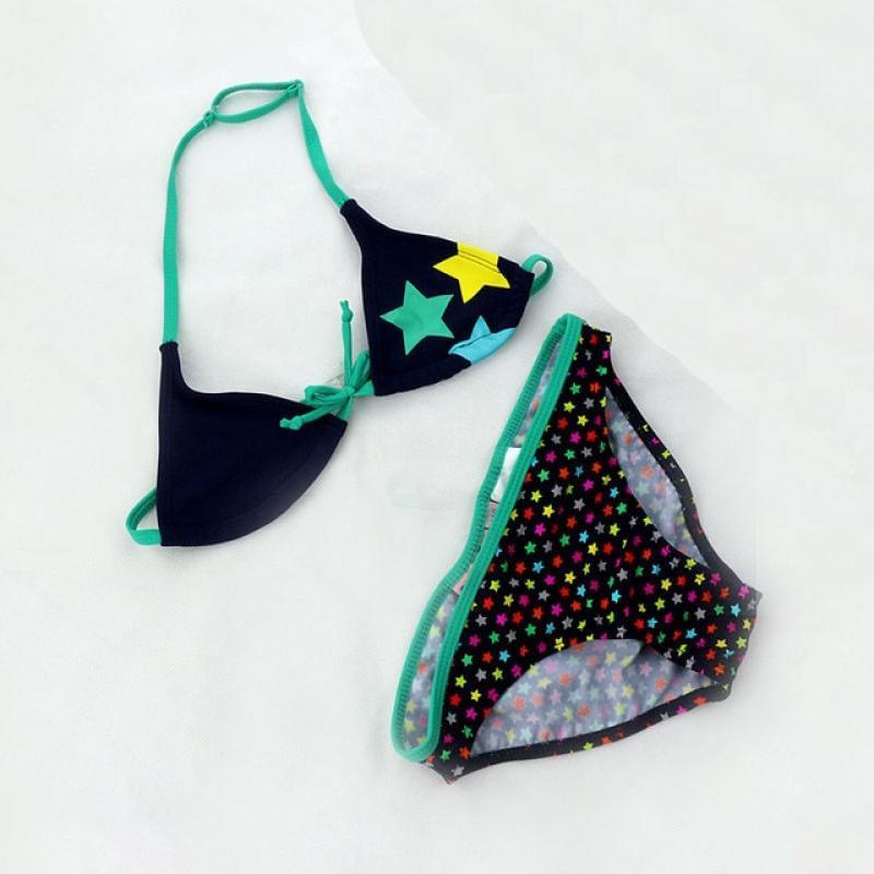 New  Summer Girls Two pieces Swimwear Children Cute Star Pattern Split Bikini Sets Baby Girls Swimsuit Kids Bathing Suit 041