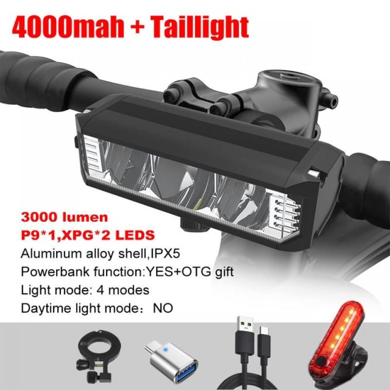 6000LM Bike Front Light Bicycle Lamp 8000Mah Aluminum Alloy Waterproof Flashlight Usb Charge Mountain Mtb Cycling Accessories