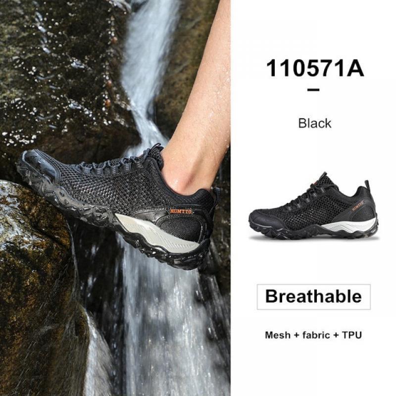Humtto New Arrival Leather Hiking Shoes Wear-resistant  Outdoor Sport Men Shoes Lace-Up Mens Climbing Trekking Hunting Sneakers