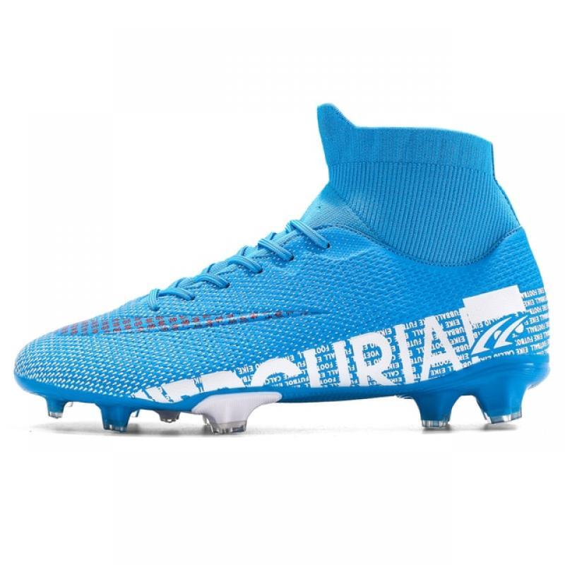Men Professional FG/TF Soccer Shoes Non-Slip Long Spike Football Boots Young Kids High Ankle Cleats Grass Soccer Sneakers