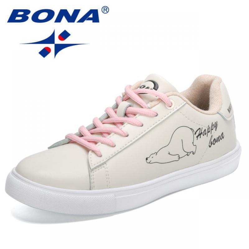 BONA 2022 New Designers Casual Platform Shoes Women Lightweight Breathable Walking Shoes Ladies Flat Skateboarding Sneakers Soft