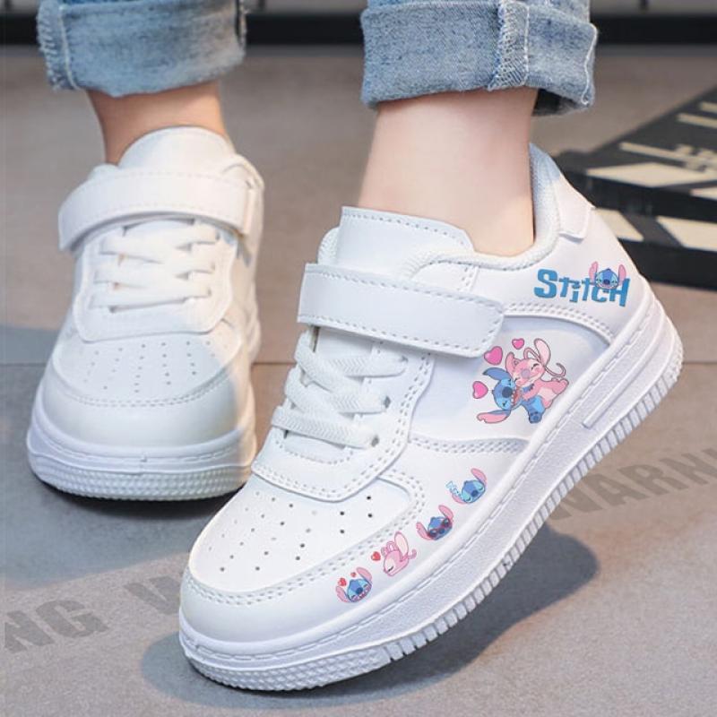 Disney Stitch Couple parent childre Men Women Shoes Male White Platform Sneakers Lovely Girls Casual Shoes Woman Flats