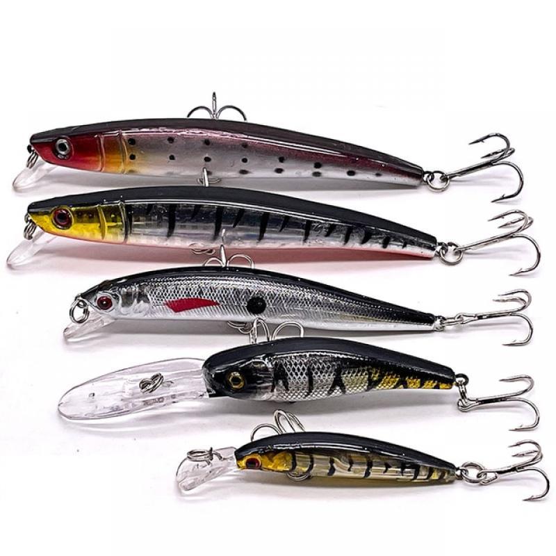 5pcs Jerkbait Minnow Crankbaits Wobbler For Fishing Lure Set Tackle Artificial Bait Kit Trout Trolling Lures Hard Bass Swimbait