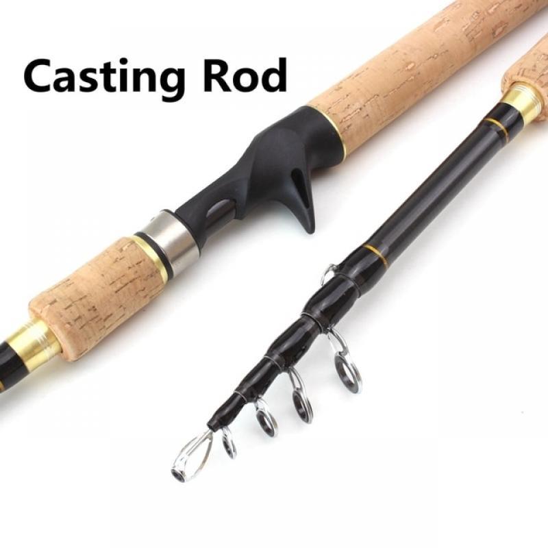 Promotion!  1.8m 2.1m 2.4m 2.7m Spinning Fishing Rod M power Hard Telescopic Carbon Fiber Travel pole wooden handle