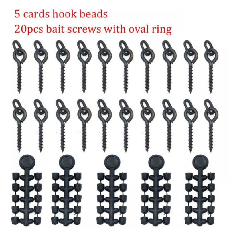 A Set Of Bait Screw & Fishing Hook Stop Rubber Bead For Ronnie Spinner Rig Fishing Accessories Hook Boilies Stopper Fish Tackle