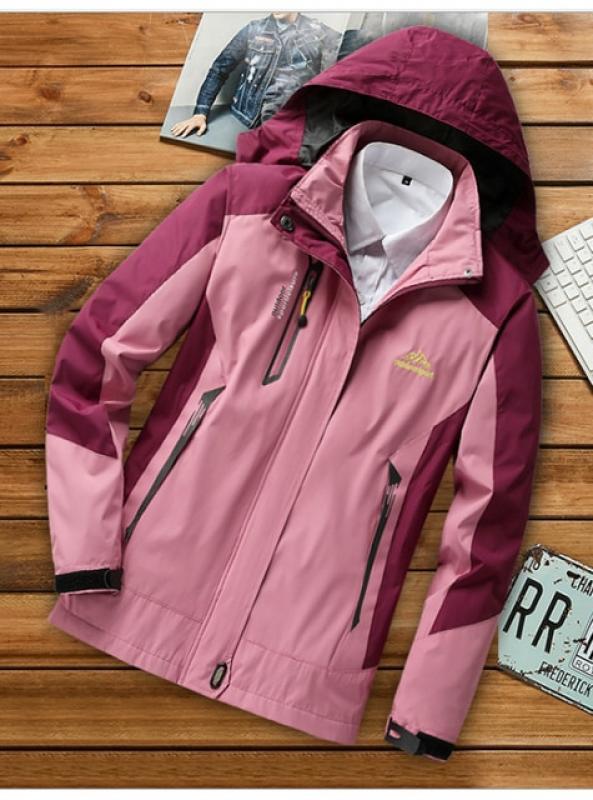 TRVLWEGO Camping Hiking Jacket Women Autumn Outdoor Sports Coats Climbing Trekking Windbreaker Travel Waterproof Purple Rosy