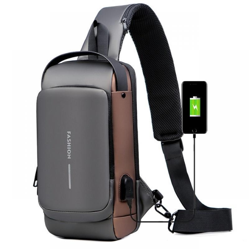 Fashion Shoulder Bag for Men Waterproof USB Man Crossbody Bag Anti-Theft Short Travel Messenger Sling Fashion Designer Chest Bag