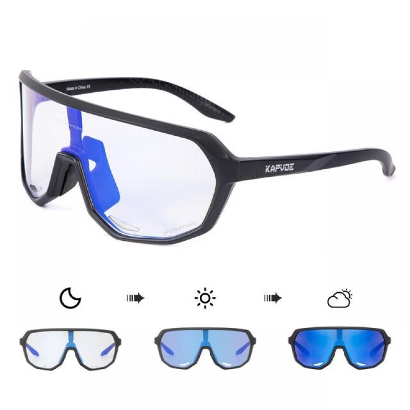 Kapvoe Blue Photochromic Glasses Speed Bike Road Bicycle UV400 Sports Cycl Sunglasses for Men Women MTB Hiking Cycling Glasses