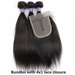 Natural Color Hair Bundles With Closure Straight 200g/set Brazilian Human Hair Middle Part 4x4 Closure With T Type Lace