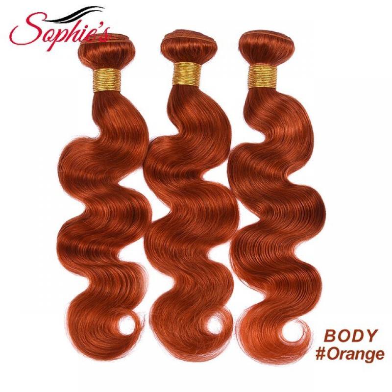 Sophies Straight Human Hair Bundles Brazilian Hair Weaving Bug/Orange Color Remy Hair Extensions 1/3/4pcs Free Shipping