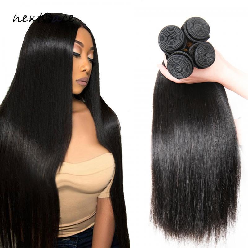 NextFace 10A Straight Hair Bundles Silky Straight Peruvian Hair Natural Black Human Hair Bundles Double Wefts Remy Hair Weaves