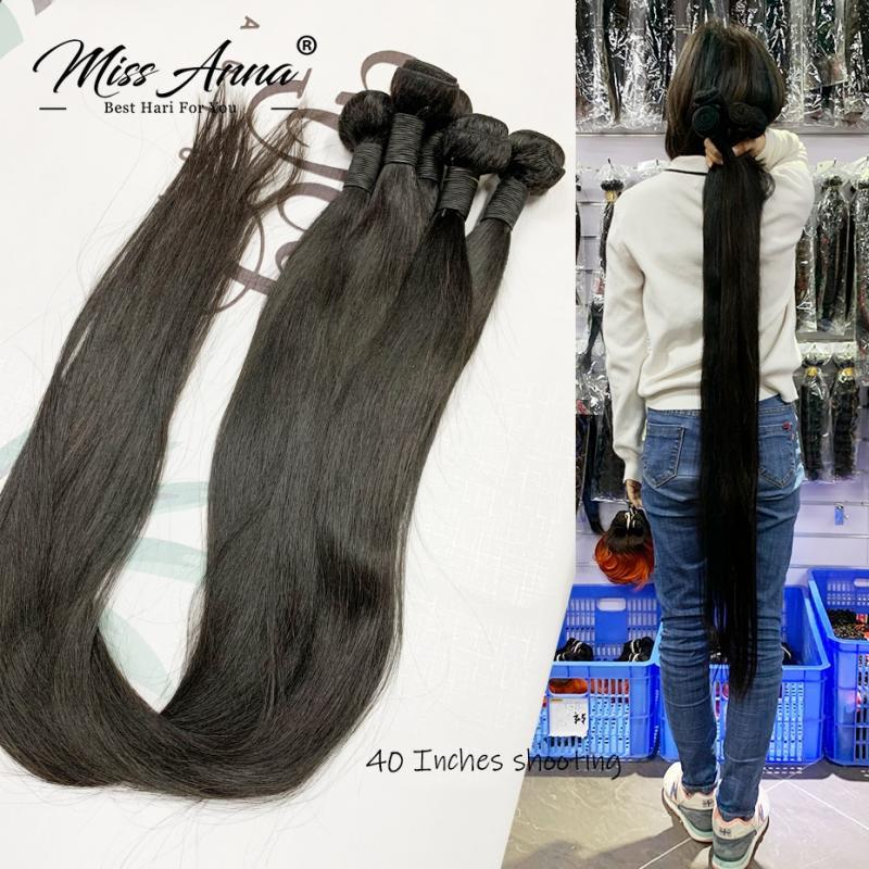 Missanna 32 34 36 38 40Inch Straight Bundle Brazilian Soft Weave Bundles 1/3/4 Pcs Thick Natural Remy 100% Human Hair Extensions