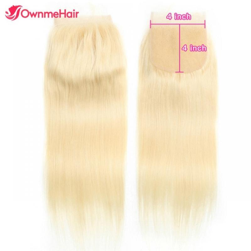 24 Inch Color 613 Blonde 13x4 Invisible Lace Frontal Ear to Ear Hand Tied Brazilian 4x4 Lace Closure Pre Plucke with Baby Hair