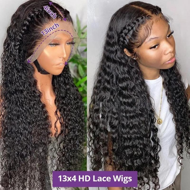 Deep Wave Frontal Wig 30 Inch 180% Density Lace Front Wig HD Transpant Human Hair Wigs For Black Women Brazilian Remy Hair Wigs