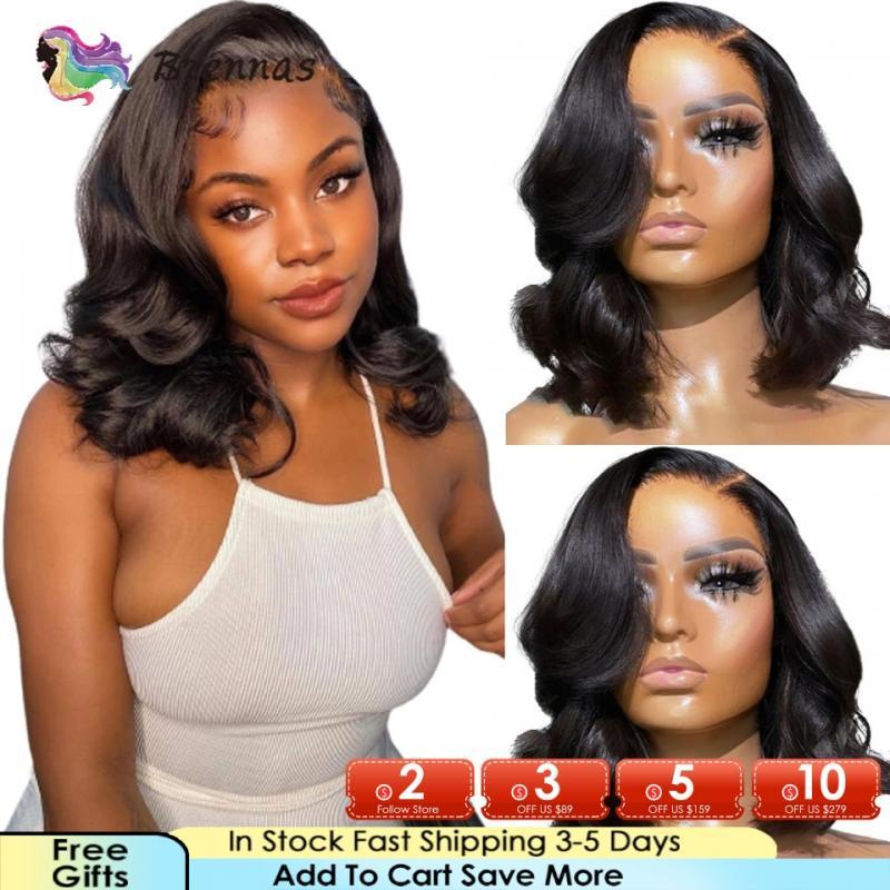 Body Wave Bob Wig 13x4 Peruvian Body Wave Lace Front Wigs Natural Color Preplucked Human Hair Lace Frontal Wigs For Black Women