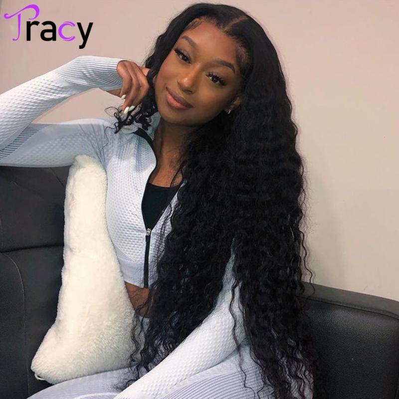 TRACY HAIR 13x4 HD Transparent Lace Frontal Human Hair Wigs For Black Women Loose Deep Wave Wigs Wet And Wavy Lace Closure Wigs