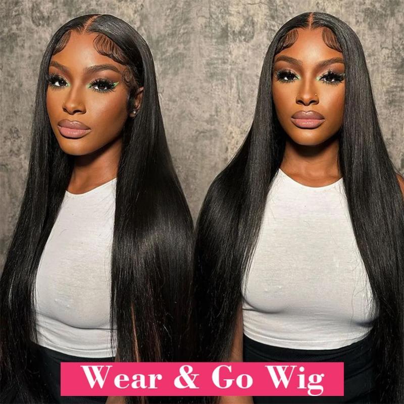Straight Wear Go Glueless Wig Preplucked Human Wigs Ready To Wear Lace Frontal Wig Transparent 4x4 Closure Wig Pre Cut  250%