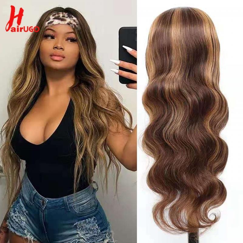 Body Wave Highlight Headband Wigs Brazilian Glueless Human Hair Wigs Remy Ombre Machine Made Wig For Women HairUGo 180%