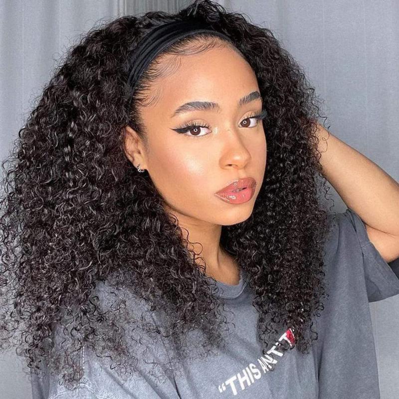 Curly Hair Wig Full Machine Made Glueless Wig Jerry Curly Human Hair Headband Wigs Bling Remy Show Your Natural Hair Line Wig