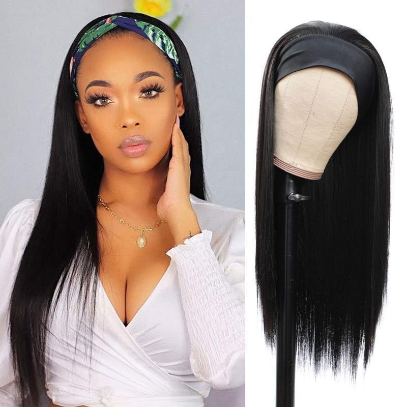 Straight Headband Wig Human Hair Peruvian Human Hair Wigs Natural Color Brazilian Wigs for Black Women Remy Full Machine Cheap