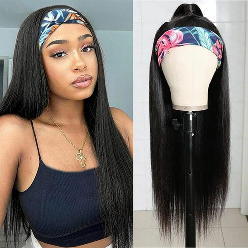 Affordable Bone Straigh Human Hair Wig Headband Glueless Wig Brazilian Remy Full Machine Made Wigs For Women Easy To Wear And Go